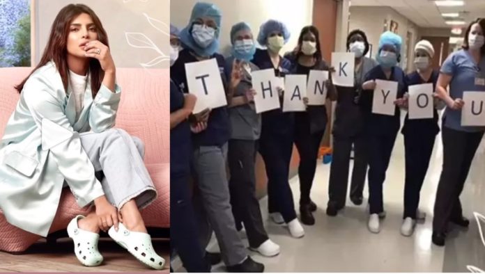 Priyanka provides 20000 pairs of footwear to Indian and US healthcare Workers
