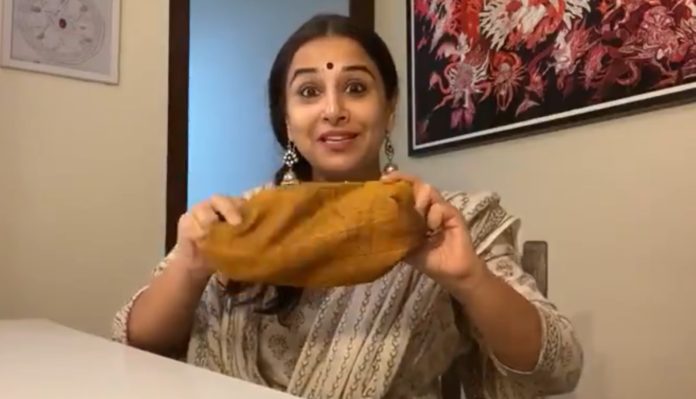 Vidya Balan Show How to make a mask with old saree to protect from Covid