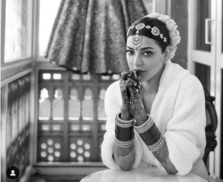 Kajal Aggarwal wedding black and white 