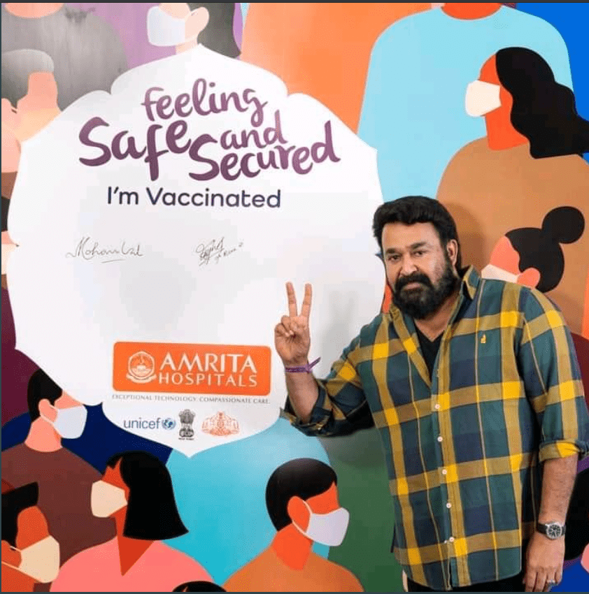Mohanlal takes covid vaccine shot